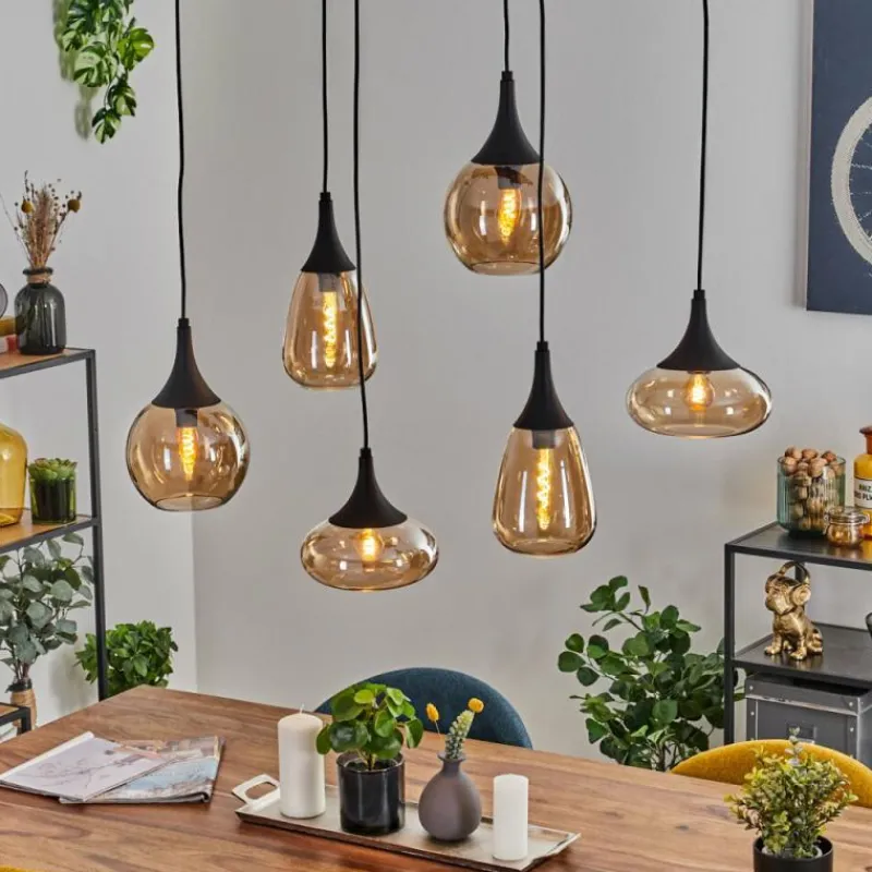 hofstein Maynal Suspension Noir, 6 lumières