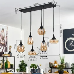 hofstein Maynal Suspension Noir, 6 lumières