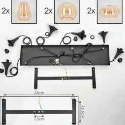 hofstein Maynal Suspension Noir, 6 lumières