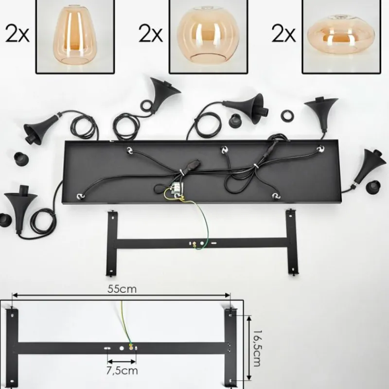 hofstein Maynal Suspension Noir, 6 lumières