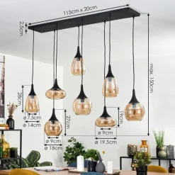 hofstein Maynal Suspension Noir, 8 lumières