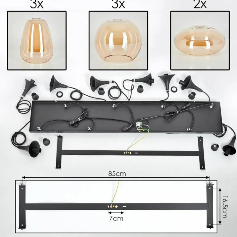 hofstein Maynal Suspension Noir, 8 lumières