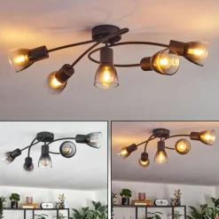 hofstein Medelim Plafonnier Clair, Fumé, 5 lumières