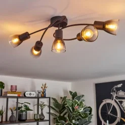 hofstein Medelim Plafonnier Clair, Fumé, 5 lumières