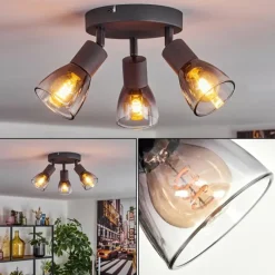 hofstein Medelim Plafonnier Clair, Fumé, 3 lumières