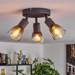 hofstein Medelim Plafonnier Clair, Fumé, 3 lumières