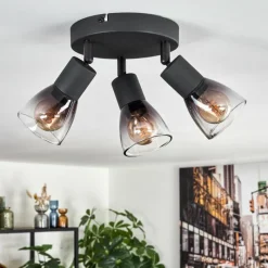 hofstein Medelim Plafonnier Clair, Fumé, 3 lumières