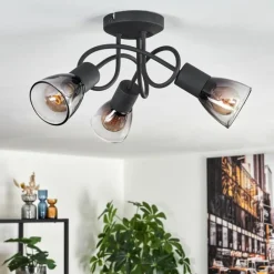 hofstein Medelim Plafonnier Clair, Fumé, 3 lumières