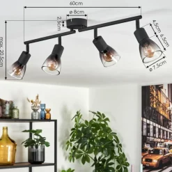 hofstein Medelim Plafonnier Clair, Fumé, 4 lumières