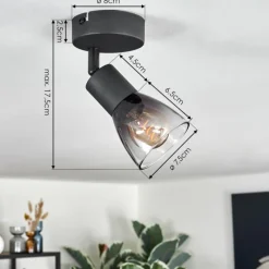 hofstein Medelim Plafonnier, Spot de plafond Noir, 1 lumière