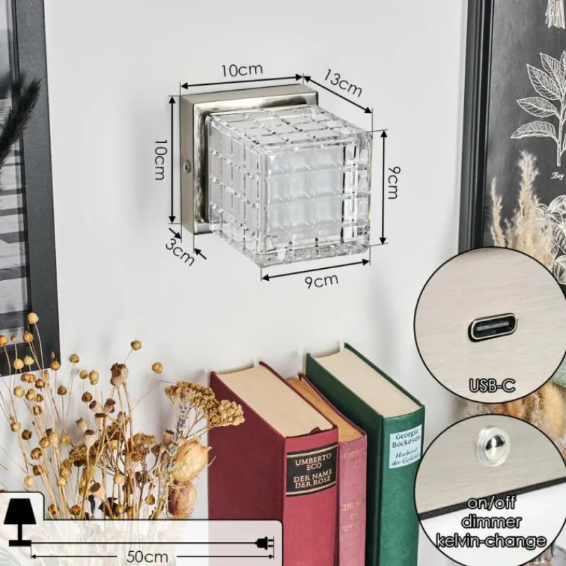 hofstein Medvik Applique murale LED Nickel mat, 1 lumière* Éclairage Led