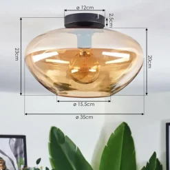 hofstein Mertola Plafonnier Ambre, 1 lumière
