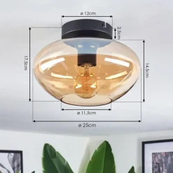 hofstein Mertola Plafonnier Ambre, 1 lumière
