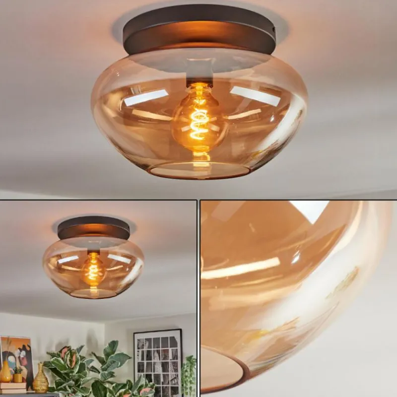 hofstein Mertola Plafonnier, Boule lumineuse Ambre, 1 lumière