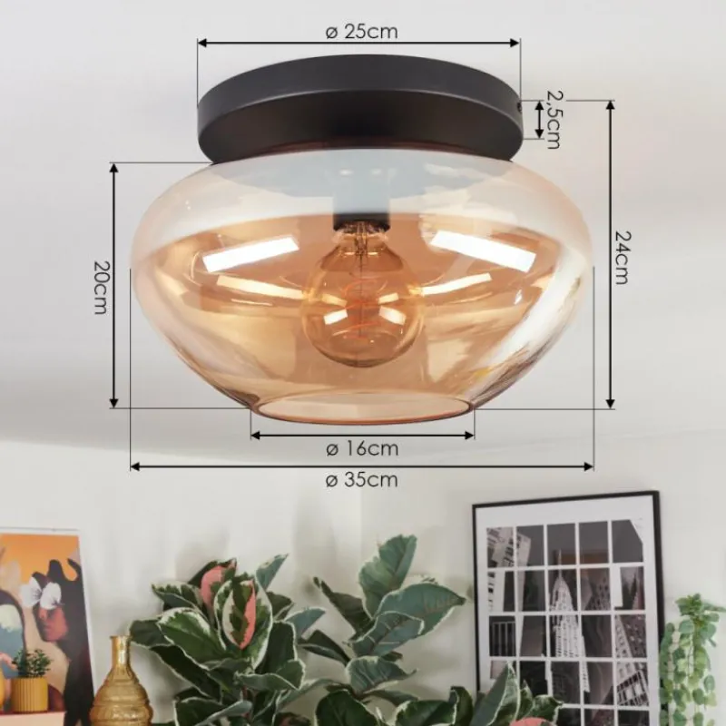 hofstein Mertola Plafonnier, Boule lumineuse Ambre, 1 lumière