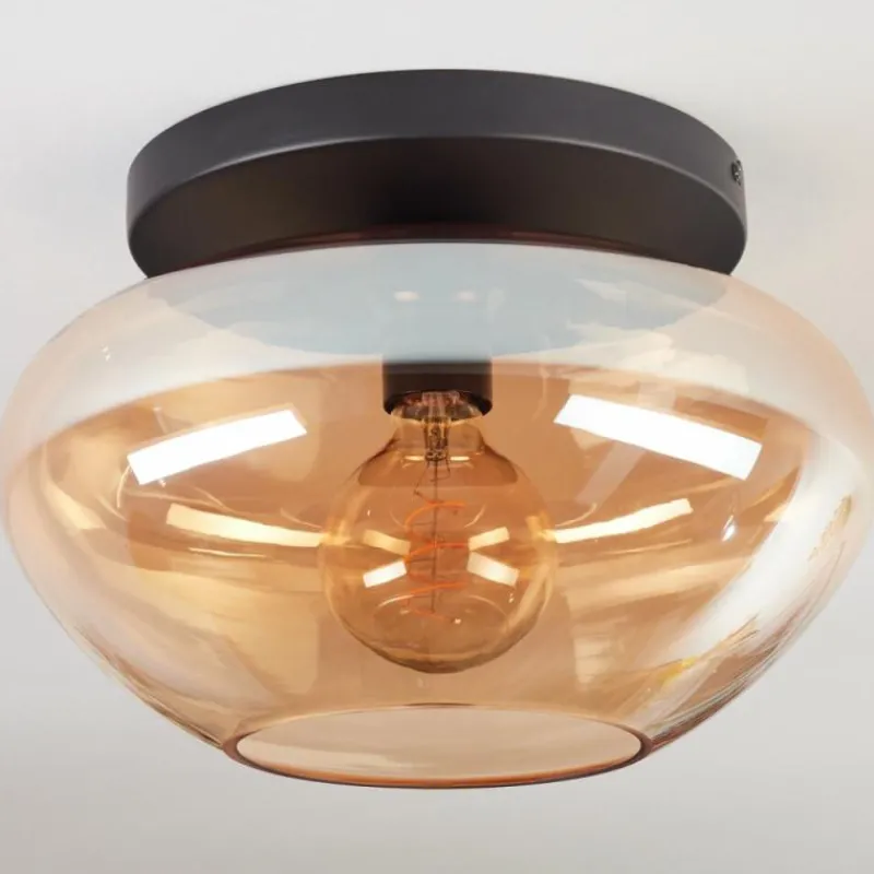 hofstein Mertola Plafonnier, Boule lumineuse Ambre, 1 lumière