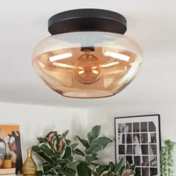 hofstein Mertola Plafonnier, Boule lumineuse Ambre, 1 lumière