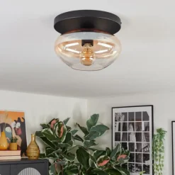 hofstein Mertola Plafonnier, Boule lumineuse Ambre, Clair, 1 lumière