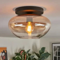 hofstein Mertola Plafonnier, Boule lumineuse Ambre, Clair, 1 lumière