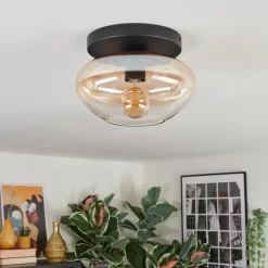 hofstein Mertola Plafonnier, Boule lumineuse Ambre, Clair, 1 lumière
