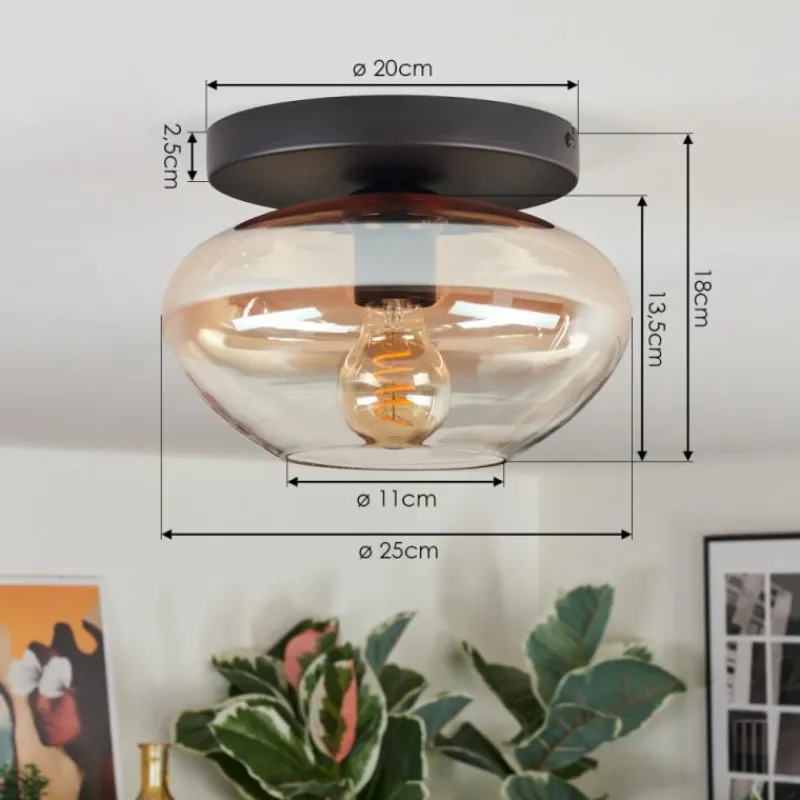 hofstein Mertola Plafonnier, Boule lumineuse Ambre, Clair, 1 lumière