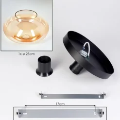 hofstein Mertola Plafonnier, Boule lumineuse Ambre, Clair, 1 lumière