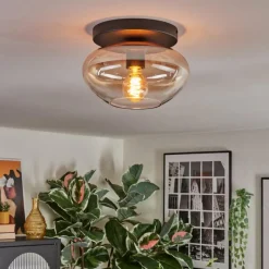 hofstein Mertola Plafonnier, Boule lumineuse Ambre, Clair, 1 lumière