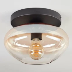 hofstein Mertola Plafonnier, Boule lumineuse Ambre, Clair, 1 lumière