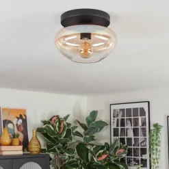 hofstein Mertola Plafonnier, Boule lumineuse Ambre, Clair, 1 lumière