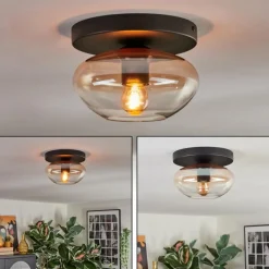 hofstein Mertola Plafonnier, Boule lumineuse Ambre, Clair, 1 lumière