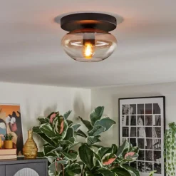 hofstein Mertola Plafonnier, Boule lumineuse Ambre, Clair, 1 lumière
