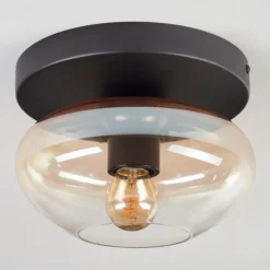 hofstein Mertola Plafonnier, Boule lumineuse Ambre, Clair, 1 lumière