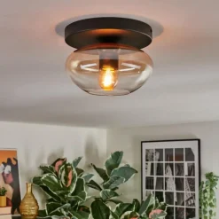 hofstein Mertola Plafonnier, Boule lumineuse Ambre, Clair, 1 lumière