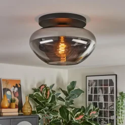 hofstein Mertola Plafonnier, Boule lumineuse Fumé, 1 lumière