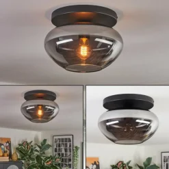 hofstein Mertola Plafonnier, Boule lumineuse Fumé, 1 lumière