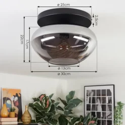 hofstein Mertola Plafonnier, Boule lumineuse Fumé, 1 lumière