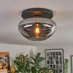 hofstein Mertola Plafonnier, Boule lumineuse Fumé, 1 lumière