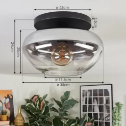 hofstein Mertola Plafonnier, Boule lumineuse Clair, Fumé, 1 lumière