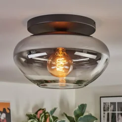 hofstein Mertola Plafonnier, Boule lumineuse Clair, Fumé, 1 lumière