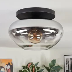hofstein Mertola Plafonnier, Boule lumineuse Clair, Fumé, 1 lumière