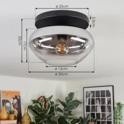 hofstein Mertola Plafonnier, Boule lumineuse Clair, Fumé, 1 lumière