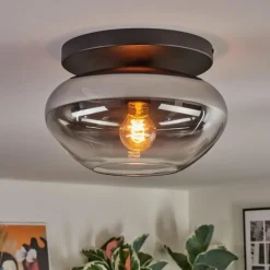 hofstein Mertola Plafonnier, Boule lumineuse Clair, Fumé, 1 lumière