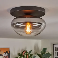 hofstein Mertola Plafonnier, Boule lumineuse Clair, Fumé, 1 lumière