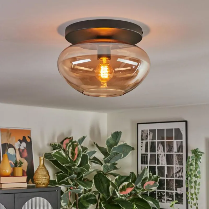 hofstein Mertola Plafonnier, Boule lumineuse Ambre, 1 lumière