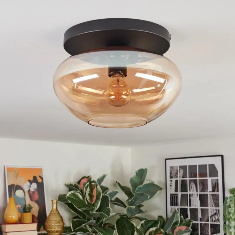 hofstein Mertola Plafonnier, Boule lumineuse Ambre, 1 lumière
