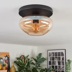 hofstein Mertola Plafonnier, Boule lumineuse Ambre, 1 lumière