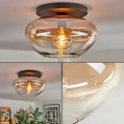 hofstein Mertola Plafonnier, Boule lumineuse Ambre, Clair, 1 lumière