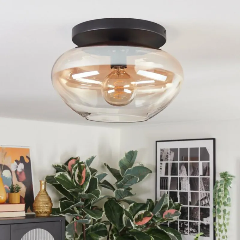 hofstein Mertola Plafonnier, Boule lumineuse Ambre, Clair, 1 lumière