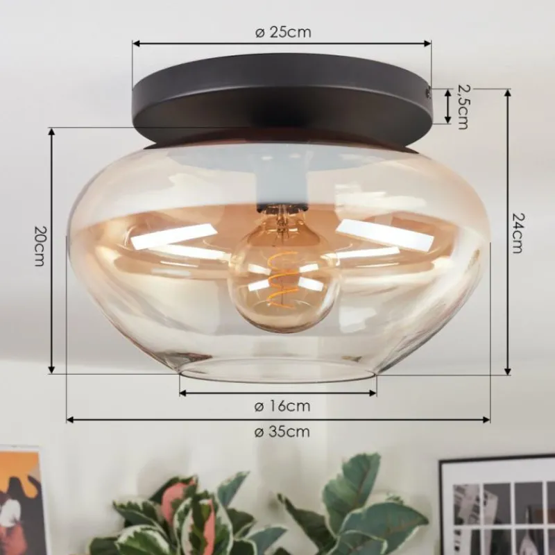 hofstein Mertola Plafonnier, Boule lumineuse Ambre, Clair, 1 lumière