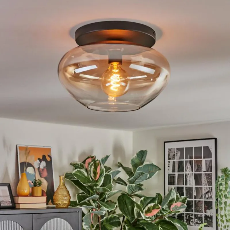 hofstein Mertola Plafonnier, Boule lumineuse Ambre, Clair, 1 lumière